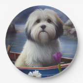 Havanese auf dem Paddle: Ein Landschaftliches Aben Pappteller (Vorderseite)