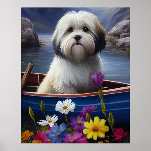 Havanese auf dem Paddle: Ein Landschaftliches Aben Poster (Vorne)