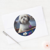 Havanese auf dem Paddle: Ein Landschaftliches Aben Runder Aufkleber (Umschlag)