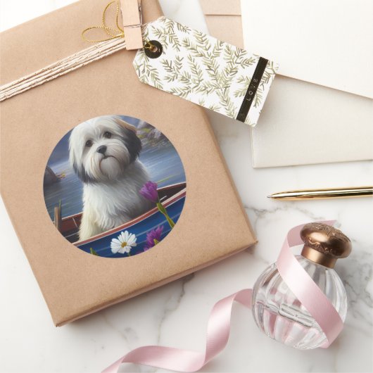 Havanese auf dem Paddle: Ein Landschaftliches Aben Runder Aufkleber (Schenken)
