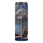 Havanese auf dem Paddle: Ein Landschaftliches Aben Thermosbecher (Rückseite)