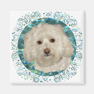 Havanese auf Türkiswasser Magnet