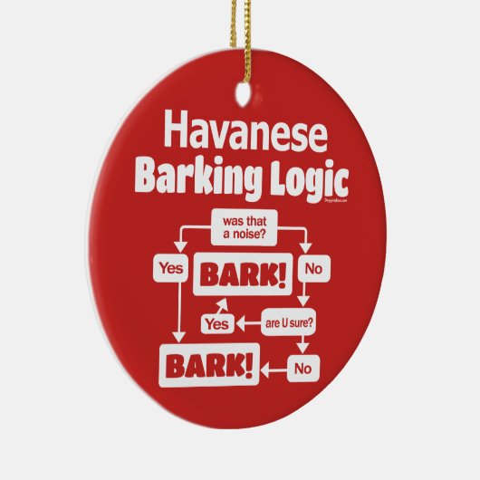 Havanese Barking Logic Keramik Ornament (Rechts)