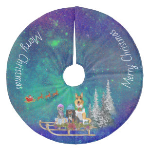 Havanese, Black and Tan Cavalier und Smooth Collie Fleece Weihnachtsbaumdecke