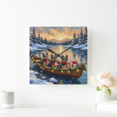Havanese Christmas Boat Holiday Quadratische Wanduhr (Zuhause)