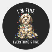 Havanese Christmas I'm Fine Everything Is Fine Runder Aufkleber (Vorderseite)