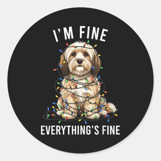 Havanese Christmas I'm Fine Everything Is Fine Runder Aufkleber (Vorderseite)