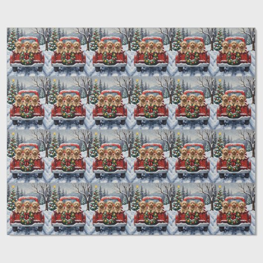 Havanese Christmas Red Truck Holiday Geschenkpapier (Flach)