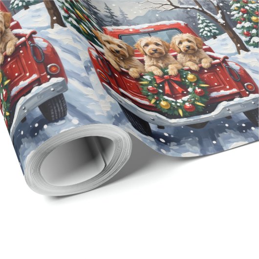 Havanese Christmas Red Truck Holiday Geschenkpapier (Rolleneckpunkt)