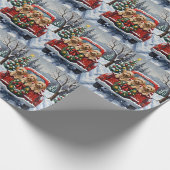 Havanese Christmas Red Truck Holiday Geschenkpapier (Ecke)
