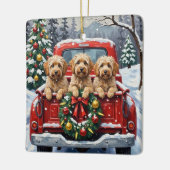 Havanese Christmas Red Truck Holiday Keramikornament (Links)