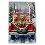 Havanese Christmas Red Truck Holiday Mittlere Geschenktüte (Vorderseite)