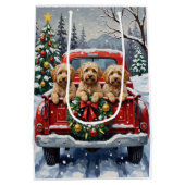 Havanese Christmas Red Truck Holiday Mittlere Geschenktüte (Rückseite)