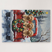 Havanese Christmas Red Truck Holiday Puzzle (Horizontal)