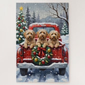 Havanese Christmas Red Truck Holiday Puzzle (Vertikal)