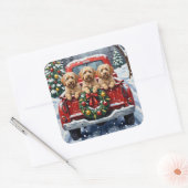 Havanese Christmas Red Truck Holiday Quadratischer Aufkleber (Umschlag)