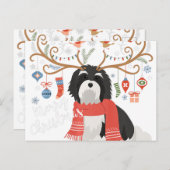 Havanese Christmas Reindeer Dog Premium Postkarte (Vorne/Hinten)