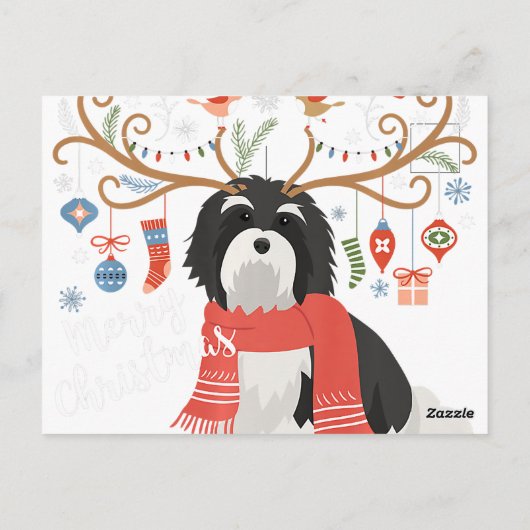 Havanese Christmas Reindeer Dog Premium Postkarte (Rückseite)