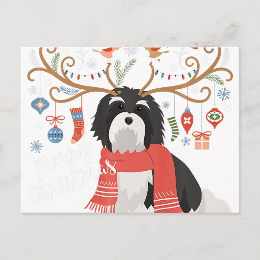 Havanese Christmas Reindeer Dog Premium Postkarte (Vorderseite)
