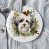 Havanese Christmas Wreath Festivals Button (Beispiel)