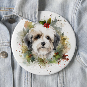 Havanese Christmas Wreath Festivals Button
