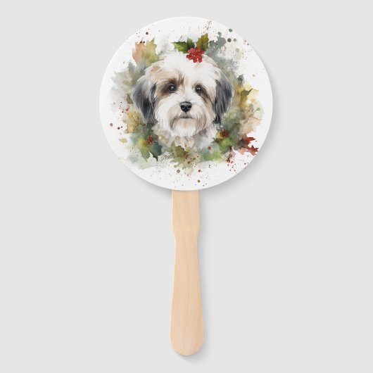 Havanese Christmas Wreath Festivals Fächer (Rückseite)