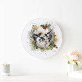 Havanese Christmas Wreath Festivals Große Wanduhr (Zuhause)