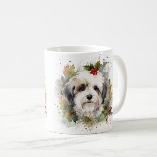 Havanese Christmas Wreath Festivals Kaffeetasse (VorderseiteRechts)