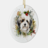 Havanese Christmas Wreath Festivals Keramik Ornament (Rechts)