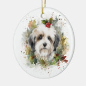 Havanese Christmas Wreath Festivals Keramik Ornament (Links)