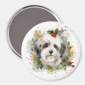 Havanese Christmas Wreath Festivals Magnet (Vorderseite/Rückseite)