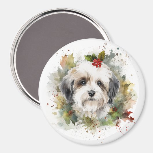 Havanese Christmas Wreath Festivals Magnet (Vorderseite/Rückseite)