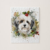 Havanese Christmas Wreath Festivals Puzzle (Vertikal)