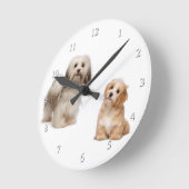 Havanese Dog and Puppy Clock Runde Wanduhr (Winkel)