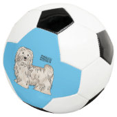 Havanese dog cartoon illustration fußball (Dreiviertel)
