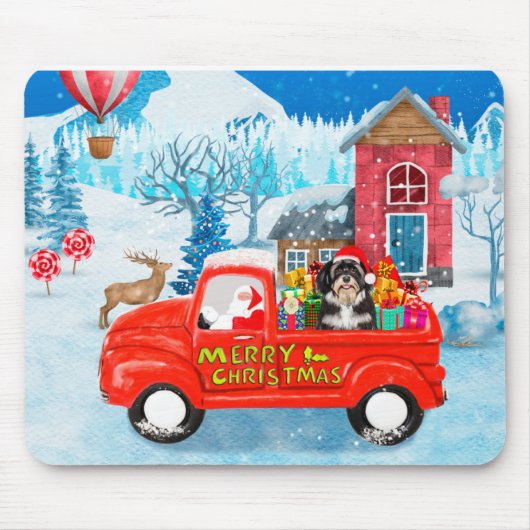 Havanese Dog Christmas Delivery LKW Schnee Mousepad (Vorne)
