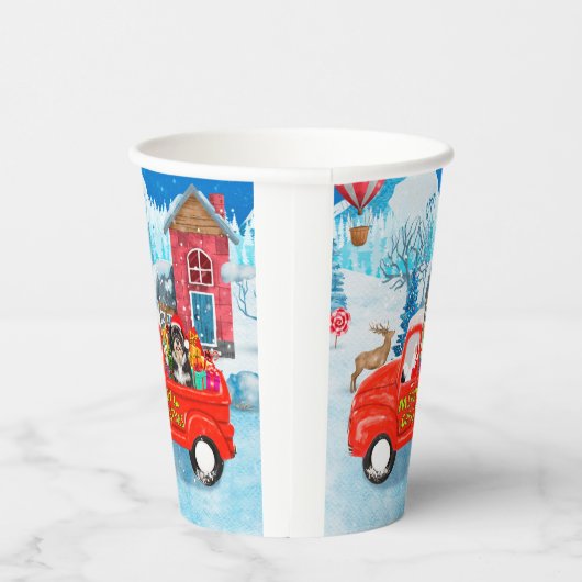 Havanese Dog Christmas Delivery LKW Schnee Pappbecher (Rechts)