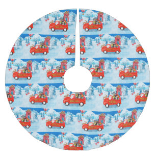 Havanese Dog Christmas Delivery LKW Schnee Polyester Weihnachtsbaumdecke