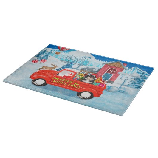 Havanese Dog Christmas Delivery LKW Schnee Schneidebrett (Ecke)