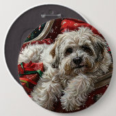 Havanese Dog Christmas Festival Button (Vorne & Hinten)