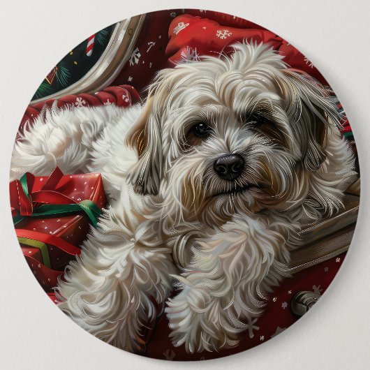 Havanese Dog Christmas Festival Button (Vorderseite)