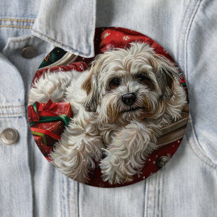 Havanese Dog Christmas Festival Button