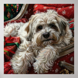 Havanese Dog Christmas Festival Poster