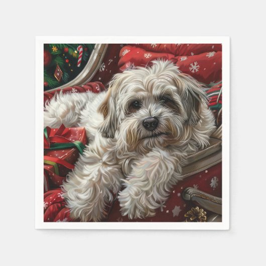 Havanese Dog Christmas Festival Serviette (Vorderseite)