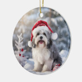 Havanese Dog Christmas Keepake Keramik Ornament (Links)