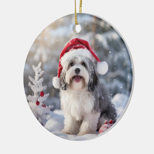 Havanese Dog Christmas Keepake Keramik Ornament (Links)
