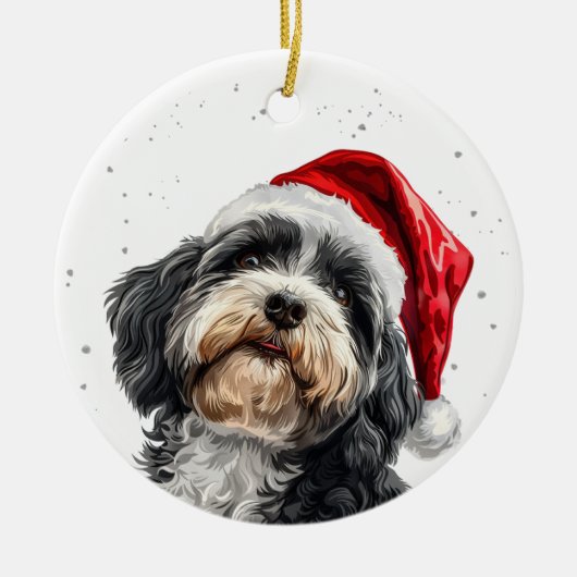 Havanese Dog Christmas Personalized Keramik Ornament (Vorne)