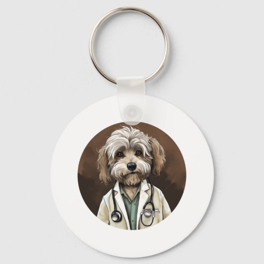 Havanese Dog Doctor Schlüsselanhänger (Vorderseite)