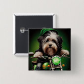 Havanese Dog Driving Bike St. Patrick's Day Button (Vorne & Hinten)