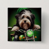 Havanese Dog Driving Bike St. Patrick's Day Button (Vorderseite)